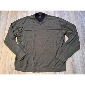 DOCKERS Mens Long Sleeve V‎ Neck Sweater Dark Gray L/G Cotton